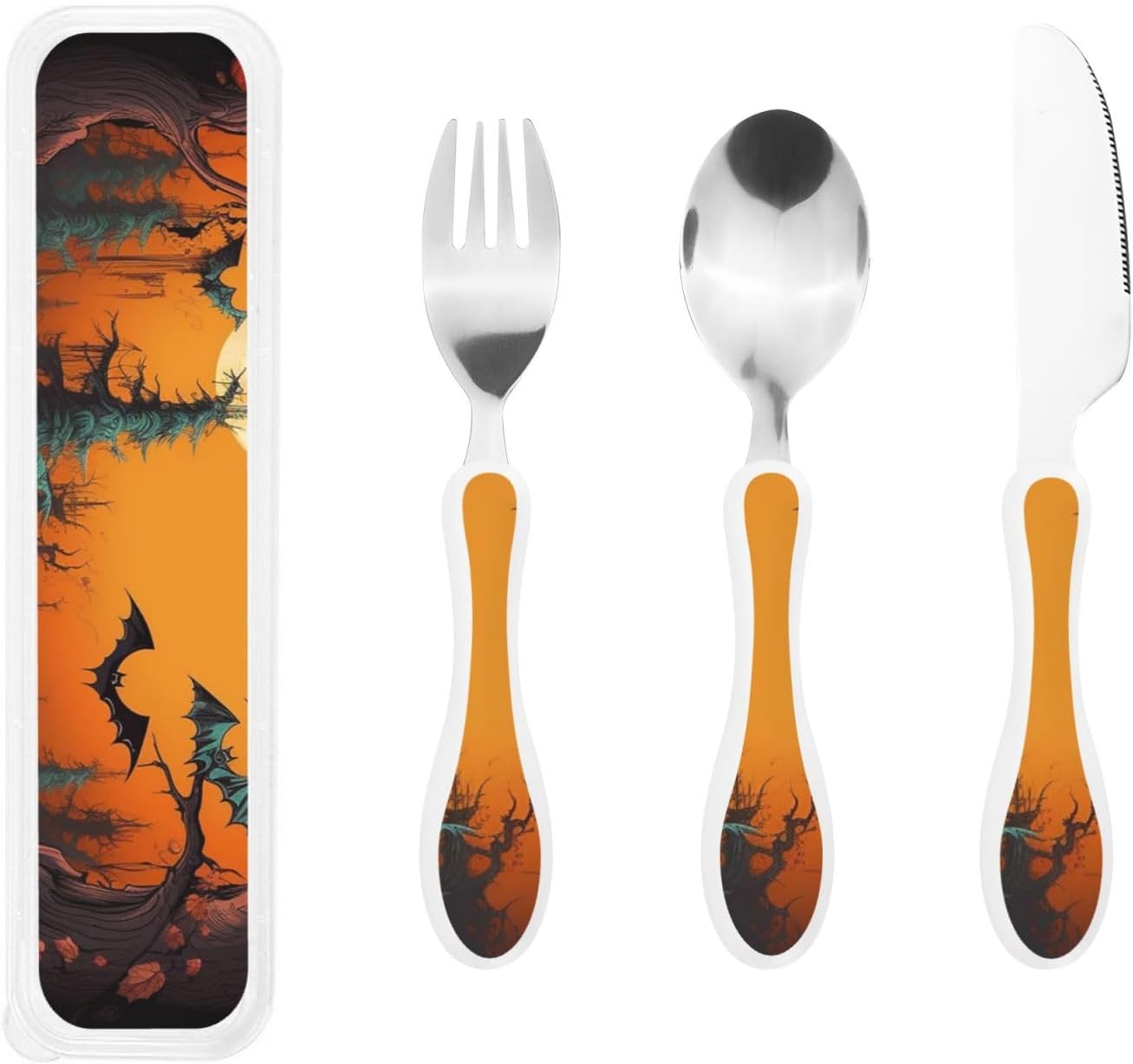 3-Piece Kids Silverware Set With Storage Case, Stainless Steel Reusable Children Safe Knife Spoon Fork Set Insects Love Children Flatware Set For Kids Lunch Box