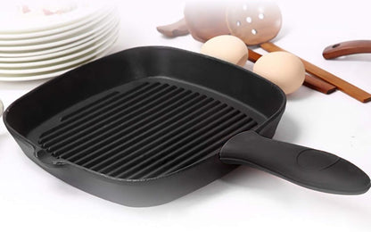 Silicone Hot Handle Holder Small Cast Iron Handle Cover Skillet Handle Cover Griddle Cover Cookware Handles Cover for Frying Pans & Griddles Sleeve Grip Handle Cover Small & Large Black 6 Pcs