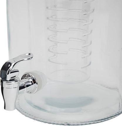 Mason Craft & More 3 Gallon Glass Beverage Drink Dispenser with Leakproof Spigot and Metal Stand