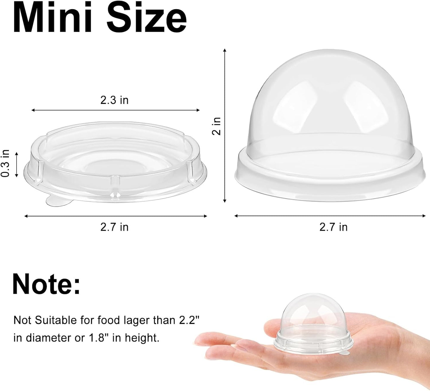 Zezzxu 50 Pack Mini Cake Containers, Clear Plastic Small Cupcake Boxes with Dome Lids for Individual Chocolate Covered Cookies, Strawberry, Mooncake (Gold)