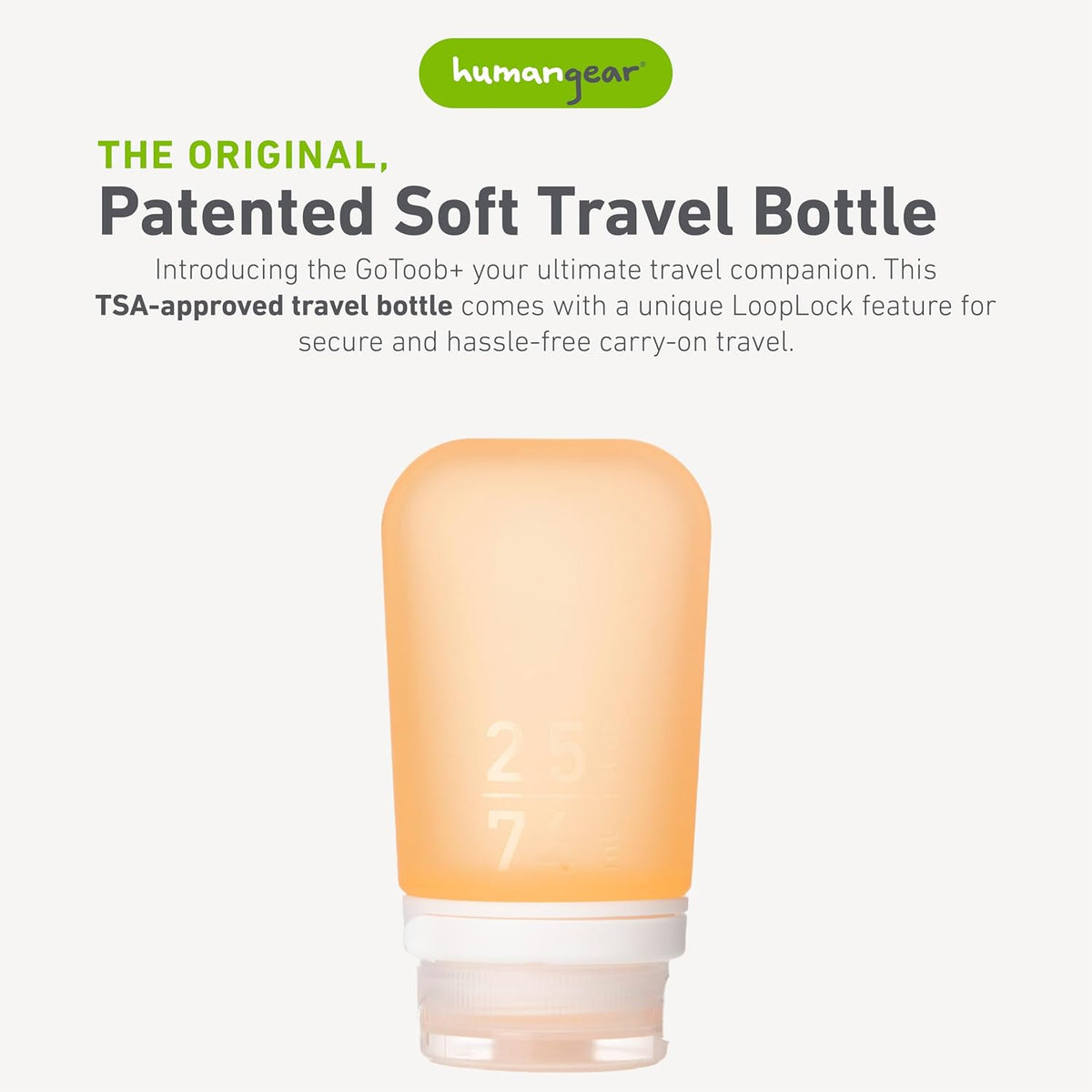 humangear GoToob+ (XL) | Refillable Silicone Travel Bottle | Locking Lid | Food-Safe Material | Blue, XL (6 fl.oz.; 177ml)
