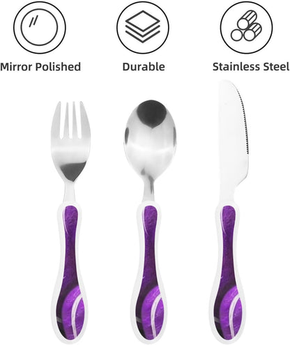 3-Piece Kids Silverware Set With Storage Case, Stainless Steel Reusable Children Safe Knife Spoon Fork Set Grim Reaper Children Flatware Set For Kids Lunch Box