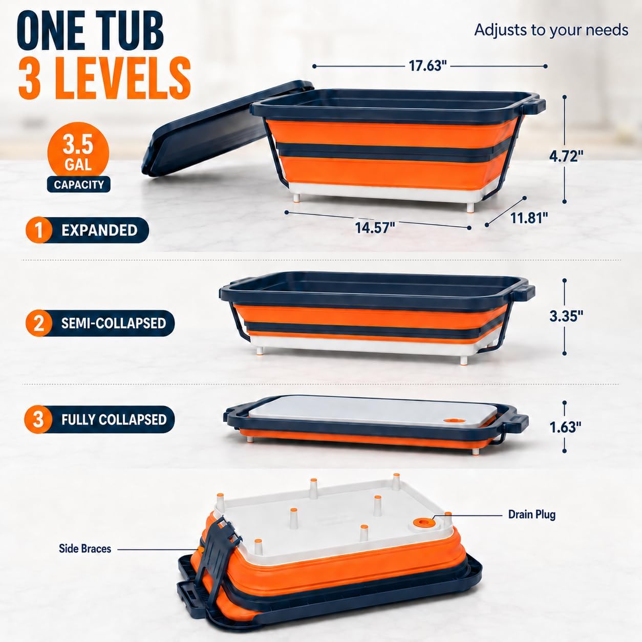 Collapsible BBQ Prep Tub with Convertible Cutting Board Design & Serving Lid – XL Brine Container & Meat Prep System for Brisket, Smoking, Grilling, Camping & Tailgating