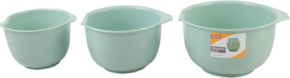 Glad Mixing Bowls with Pour Spout, Set of 4 - Nesting Plastic Bowls (1.2qt, 1.9qt, 2.8qt, and 3qt with Handle) - Non Slip Base, Dishwasher Safe Kitchen Cooking and Baking Supplies, Green