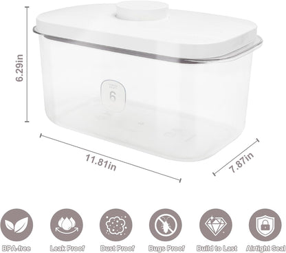 Airtight Rice Container with Measuring Cup, BPA-Free Clear PET Plastic Food Storage Container Pantry Organizers and Storage Sugar Cookies Flour Rice Container (5.6 L / 5.92 QT)