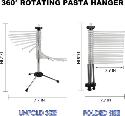 KAYCROWN Collapsible Pasta Drying Rack, 16 BPA-Free Acrylic Rods, Compact for Easy Storage, No Set Up, Hanging up to 5 lbs of Pasta, for Kitchen Quick Drying Homemade Noodle, Easy to Clean