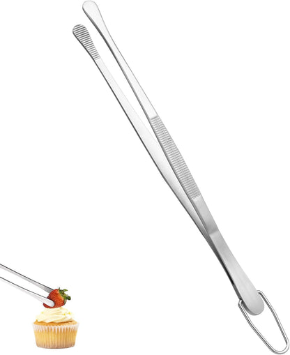 U-Taste 8"+10"+12" Kitchen Cooking Tweezer: 18/8 Stainless Steel Food-Grade Metal Food Tong, Flexible Pinching, Seamless-Welding and Sturdy for Serving Grilling Frying, Plating, Feeding (Pointed Tip)