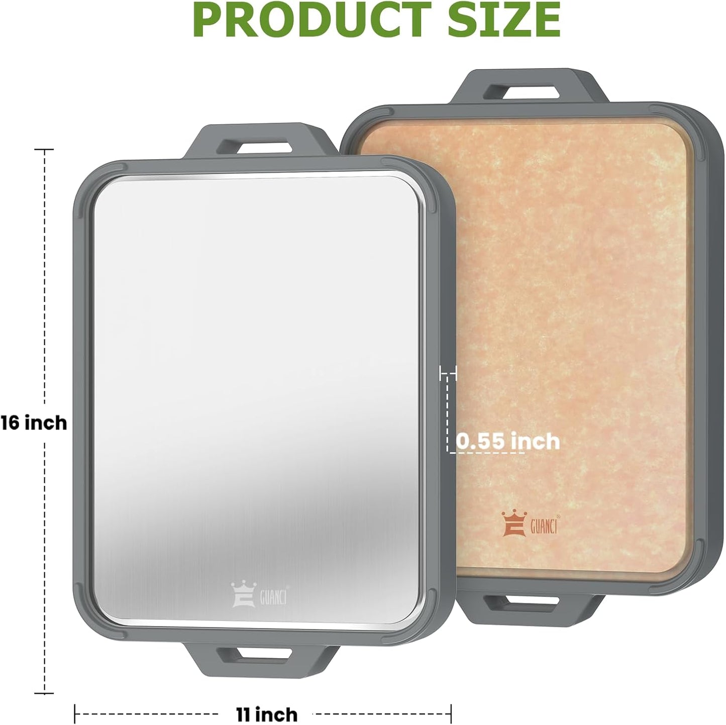 Titanium Cutting Board for Kitchen, Double Sided Pure Titanium and Wood Fiber Cutting Board with Juice Groove, Food Grade Material, for Chopping Meat/Vegetables/Fruit Dishwasher Safe 16"×11"