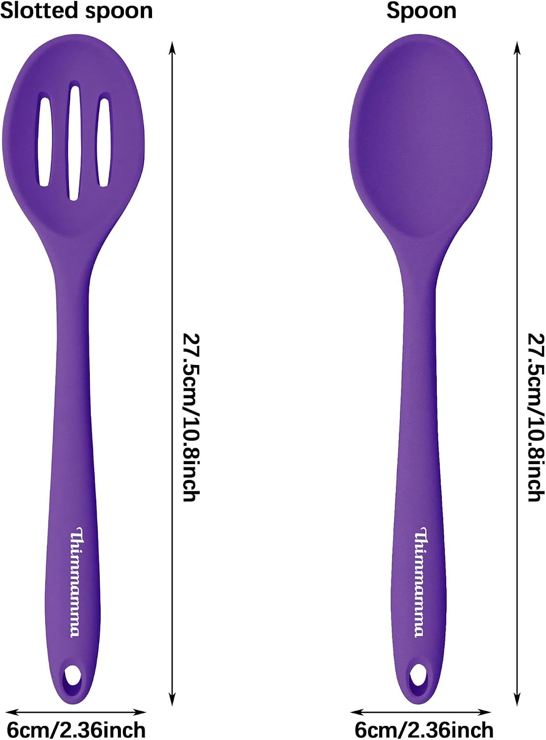 Silicone Cooking Spoon, Nonstick Kitchen Spoons for Cooking, Slotted and Solid Serving Spoon Heat Resistant, Silicone Mixing Spoons Basting for Nonstick Cookware 4 Pack