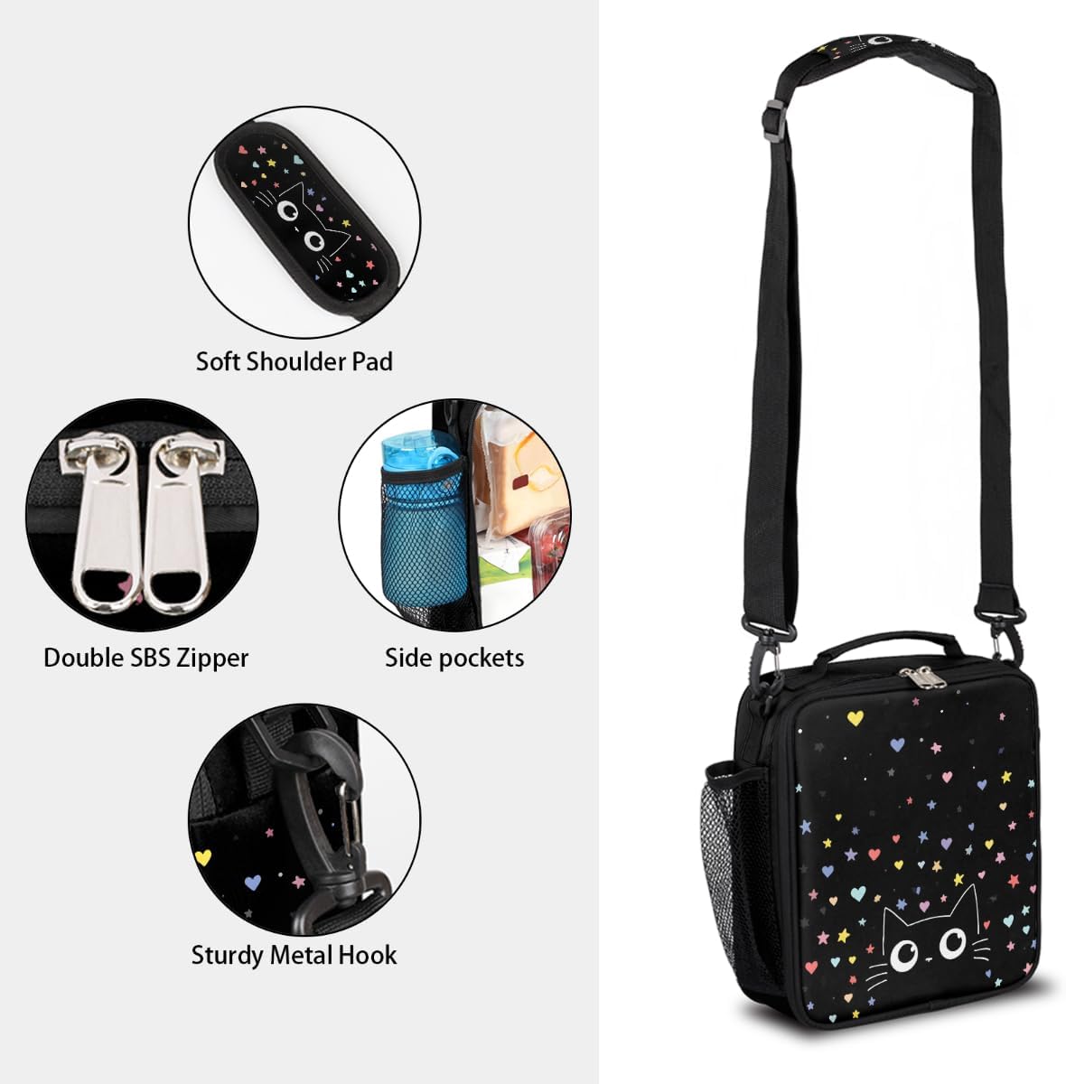 cfpolar Skull Skateboard Lunch Box for Boys Girls, Insulated Lunch Bags for Kids Reusable Mini Cooler Lunch Tote Lunchbox Thermal Meal Tote Kit with Shoulder Strap for Work School Picnic