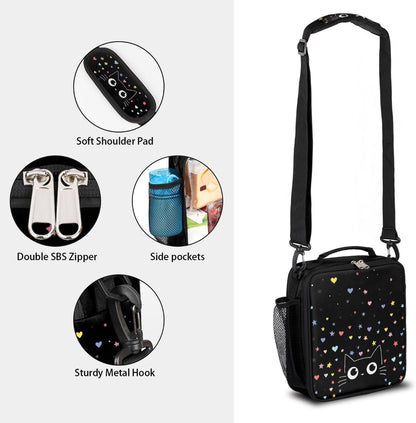 cfpolar Skull Skateboard Lunch Box for Boys Girls, Insulated Lunch Bags for Kids Reusable Mini Cooler Lunch Tote Lunchbox Thermal Meal Tote Kit with Shoulder Strap for Work School Picnic