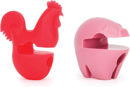 Fox Run Silicone Pot Clip Spoon Rest, Chicken, 2.5", Yellow