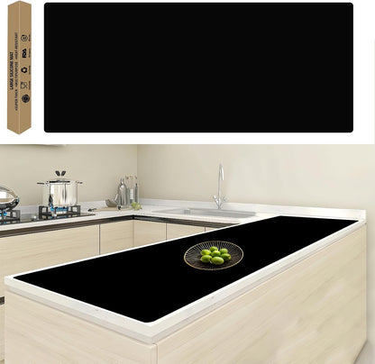 47.2"x23.6"(120cmx60cm) Large Silicone Mat for Kitchen Counter, Non-Slip Heat Resistant Countertop Protector, Waterproof Multipurpose Mat for Kitchen Island, Black