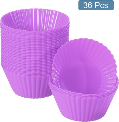 uxcell 18Pcs Silicone Cupcake Liners, Non-Stick Baking Cups, for Cooking Eggs, Baking Muffins and Make a Cake(Pink)