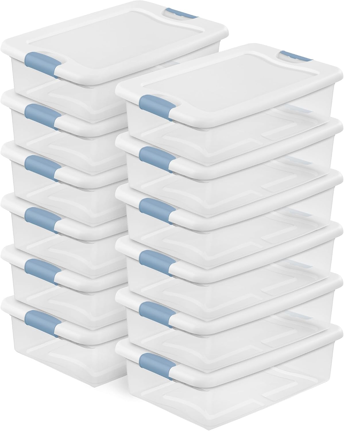 Sterilite 6-Pack Latching Box, Under Bed Storage Bins with Lids, Clear Plastic, 25 Quart - Heavy-Duty Organizing Containers for Closet, Bathroom, and Office