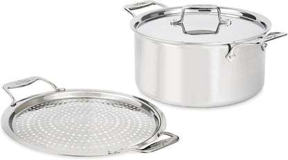 All-Clad Accessory, Stainless Steel Strain & Splatter Guard, 10.5-Inch, Easy, Mess-Free Straining, Multifunctional Design, Pots and Pans, Cookware, Kitchen Gadgets, Cooking Tools, Silver