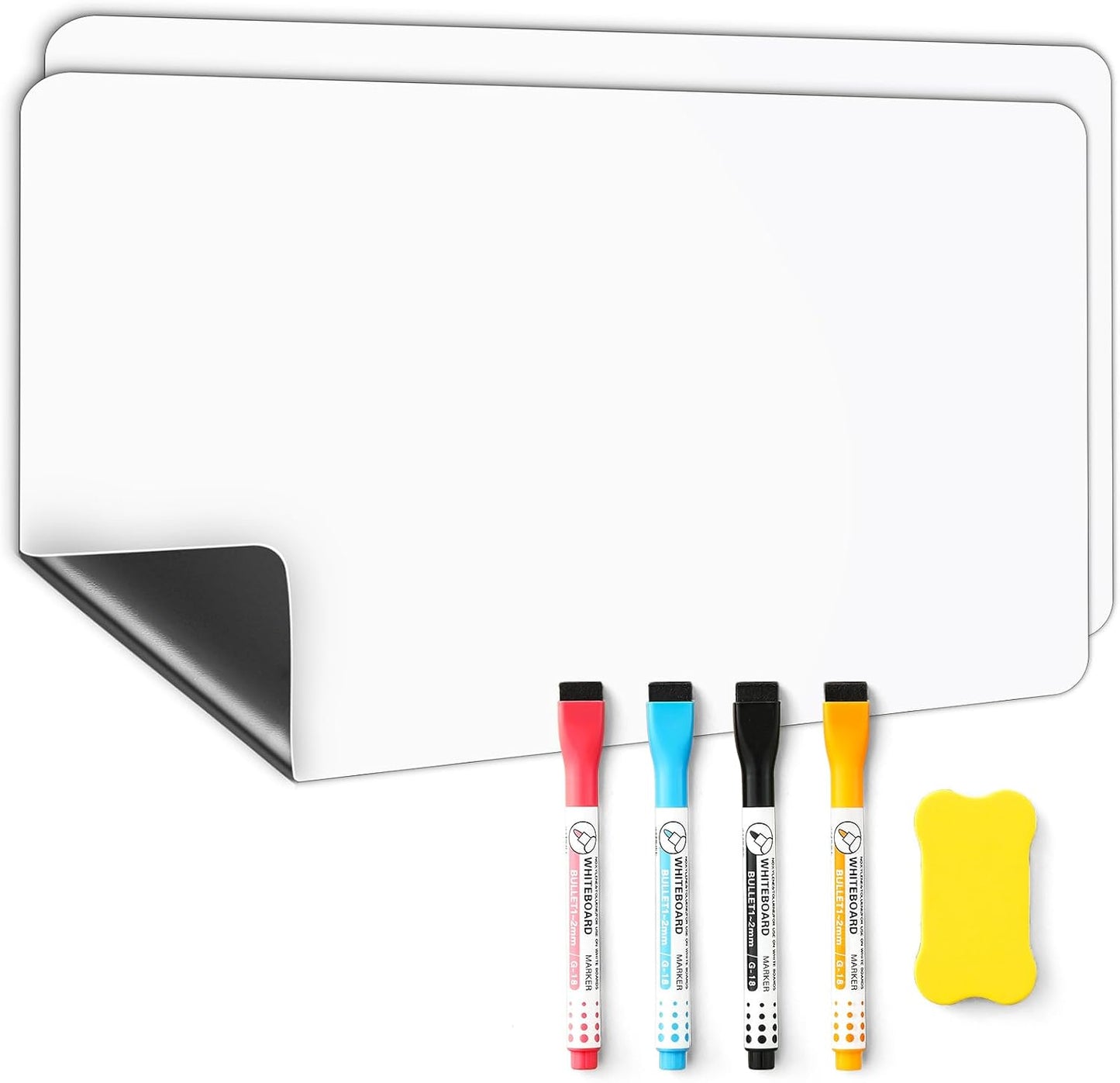 2 PCS Magnetic Dry Erase Whiteboard for Fridge, 14"x11" Reuasble & Erasable White Board Sheet for Refrigerator, Freezer - Smooth & Flexible Magnet Blank Notepad for Home, Kitchen Organizer and Planner