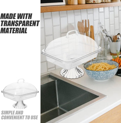 Cake Display Tray with Dome Clear Acrylic Cover Reusable Snack Serving Platter 10.82X8.46X8.26In Perfect for Birthday Christmas and Party Dessert Presentation