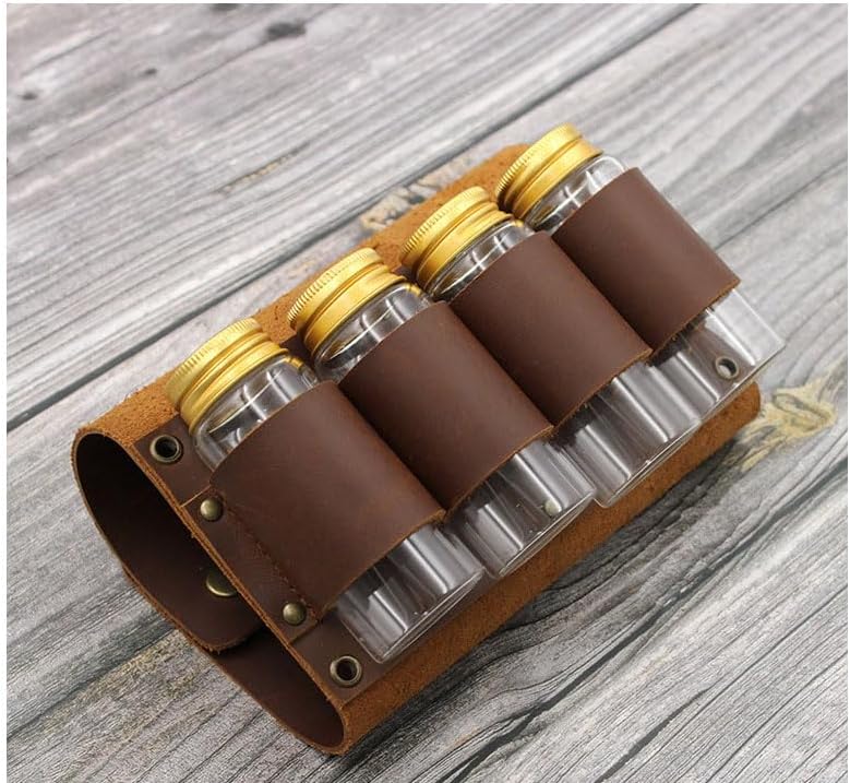 Outdoor Spice Bottle Set Portable Camping Picnic Seasoning Spices Bottle Storage Bag with 4 Cans Condiment Jar Cruet Holder