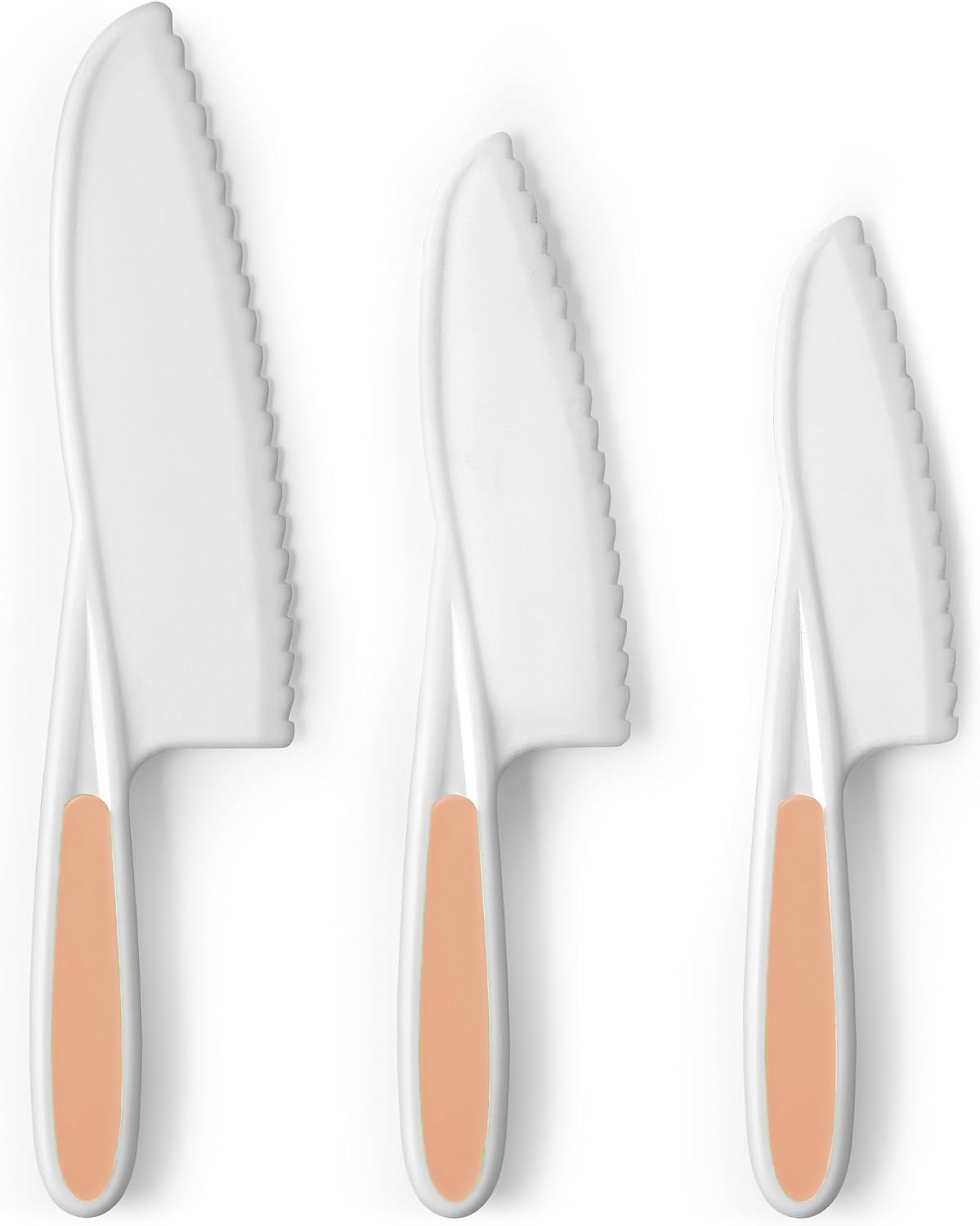 Zulay Kitchen 3-Piece Kids Knife Set for Real Cooking & Baking - Toddler Knives for Cutting Fruits, Veggies, & Cake - Children’s Montessori Knive with Serrated Edges - Safe & Fun Lettuce Knife (Red)