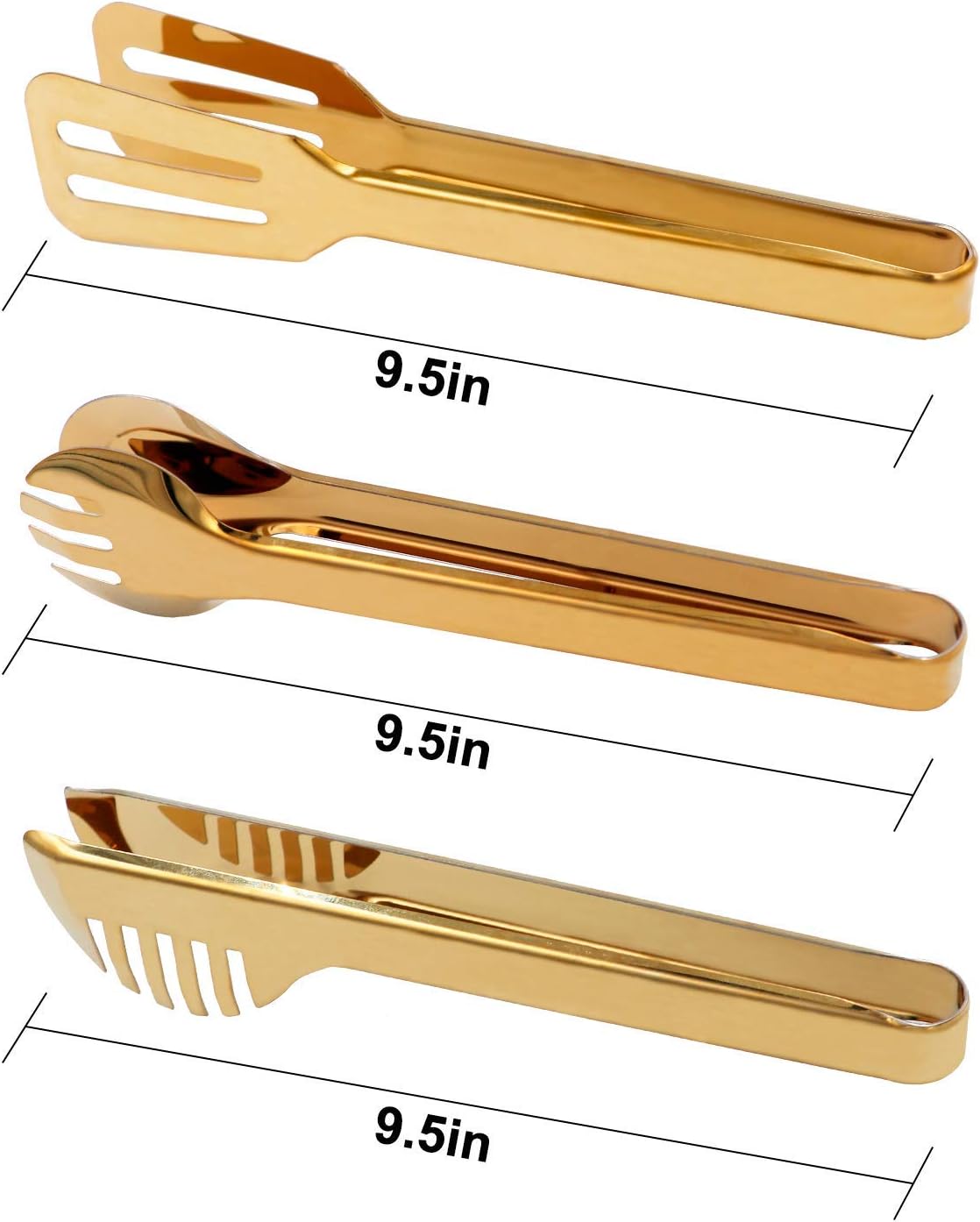 2-Pack Stainless Steel Sliver Salad Tongs, Non-slip & Easy Grip Smart Locking Clip Handy Utensil for Cooking, Serving, Barbecue, Buffet, Salad, Ice, Oven (9.5 Inch)