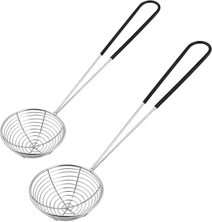 2Pcs Stainless Steel Strainer Spoons Boba Spoon Scoop Hot Pot Strainer Spoons Ladle Wire Cooking Skimmers Spoon