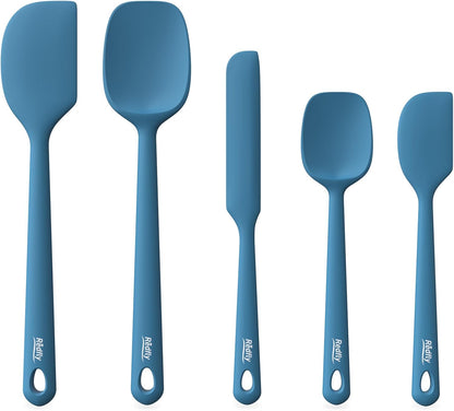Redfly Silicone Spatula Set, 5 Piece Food Grade Silicone Cooking Utensils Set, Rubber Spatula Heat Resistant Nonstick for Baking, Cooking, Kitchen Utensils Dishwasher Safe Multicolor