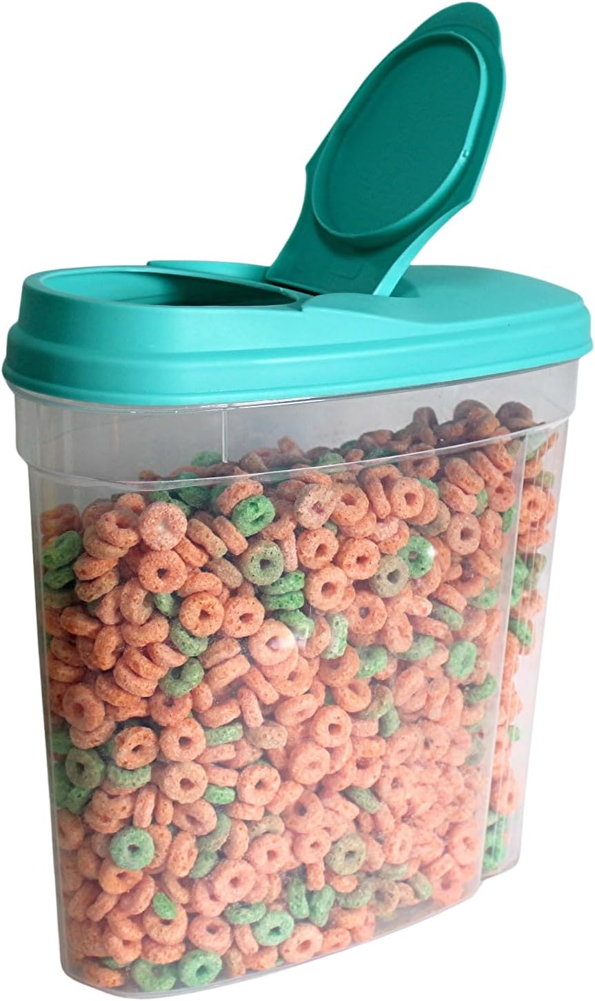 2-Pack Medium Airtight Lock & Pour Food Storage Containers – 5 Cups (60.87 oz) BPA-Free Dispensers for Snacks, Cereal, Candy, Sugar, Dog Treats & Dry Ingredients – Easy Grip & Flip-Top Lid