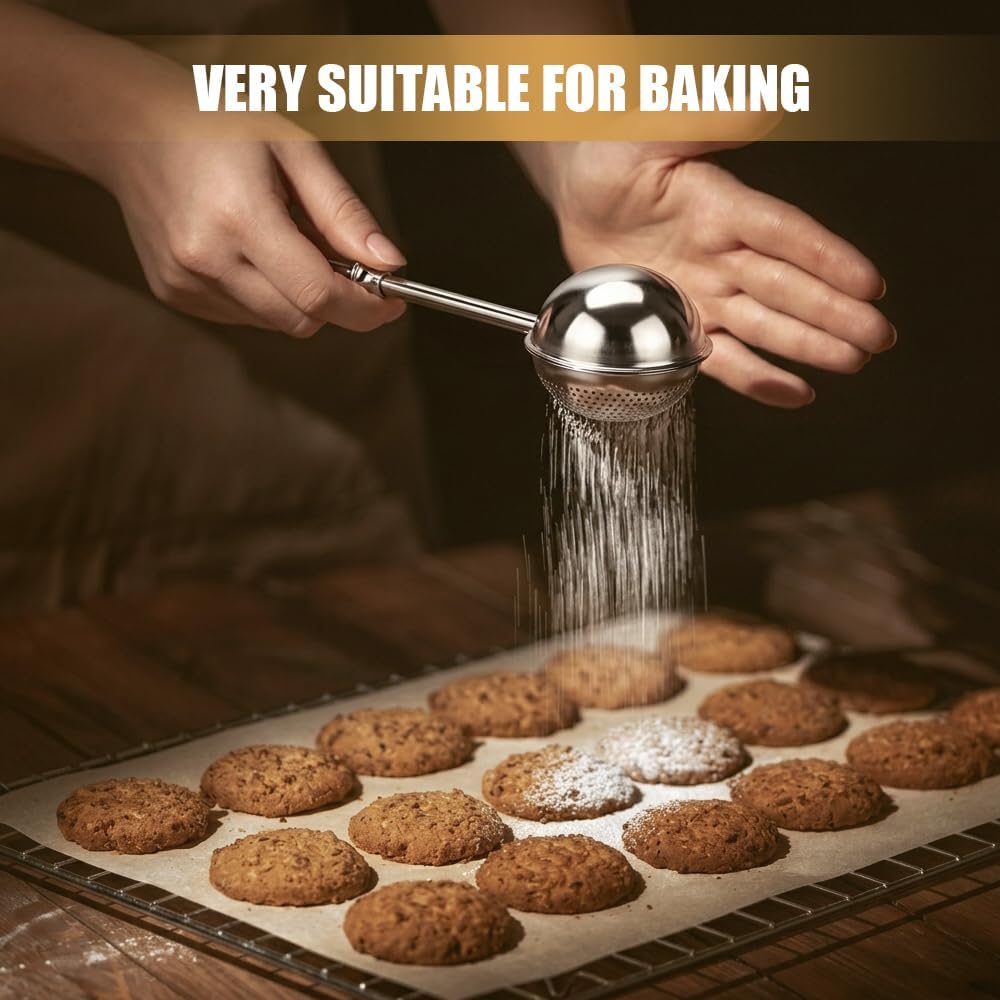 2PCS Flour Duster for Bread Baking, Premium Bake Sifter Ball