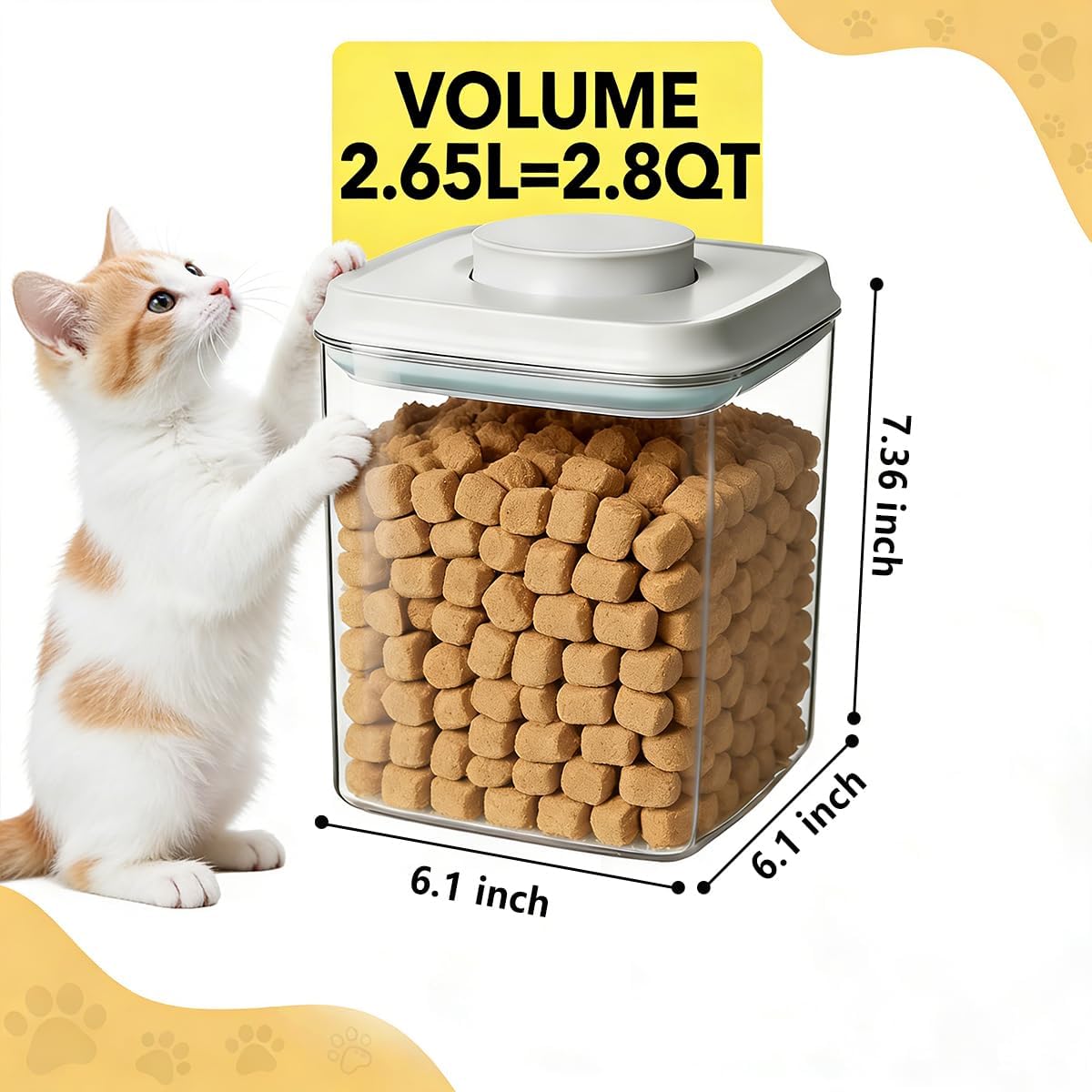 Ankou Dog Food Storage Container with 130ml Scoop – 4L/4.2qt Airtight Dog Food Container for Kibble & Treats, BPA-Free Cat Food Storage Container, Stackable Pop Lid Plastic Container with Lid