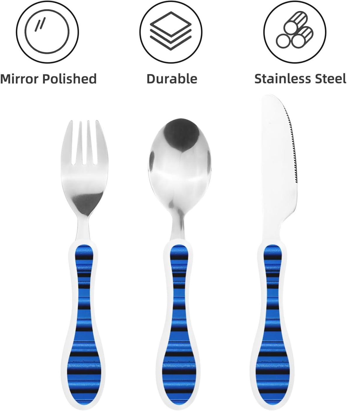 3-Piece Kids Silverware Set With Storage Case, Stainless Steel Reusable Children Safe Knife Spoon Fork Set African Lion Black And White Children Flatware Set For Kids Lunch Box