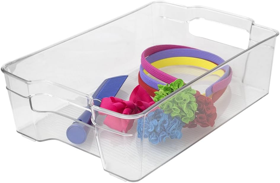 Home Basics Clear Plastic Storage Fridge Bin with Handles (Small)