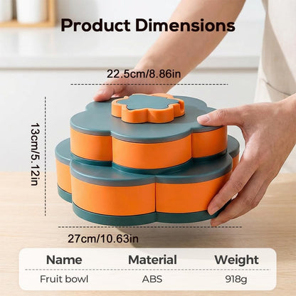 Divided Spin Snack Tray, Portable Snackle Box Container, Serving Tray with Lid for Party & Picnic (One-Layer)
