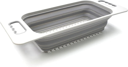 SAMMART 2.6L (0.68 gallon) Set of 2 Over The Sink Rectangular Colander (2, Grey)