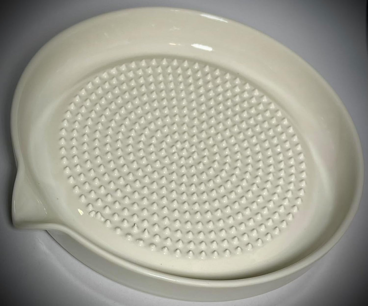 BonCera, Premium Ceramic Garlic Grater Plate Set - Large White Modern