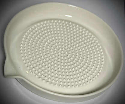 BonCera, Premium Ceramic Garlic Grater Plate Set - Large White Modern