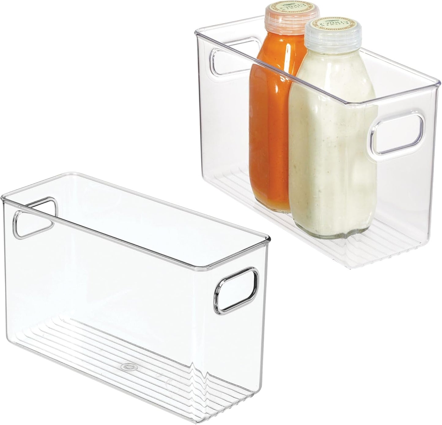 iDesign Slim Clear Plastic Storage Bin, Tall Narrow Organizer for Kitchen, Fridge, or Pantry, 4-Pack