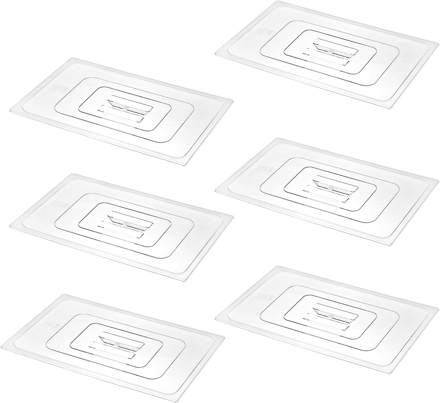 6-Pack Clear Polycarbonate Handled Lids for 1/6 Size NSF Food Pans