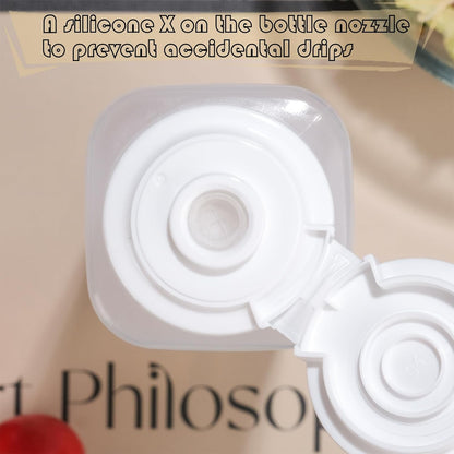 6 pack Inverted Squeeze Bottles for Hot Sauces Liquids Salad Dressing Honey Dispenser No Drip with Flip Top Silicone Valve