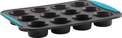 Trudeau Silicone Muffin Pan, 12 Cavities, Fuchsia (Model: 05115197KR)