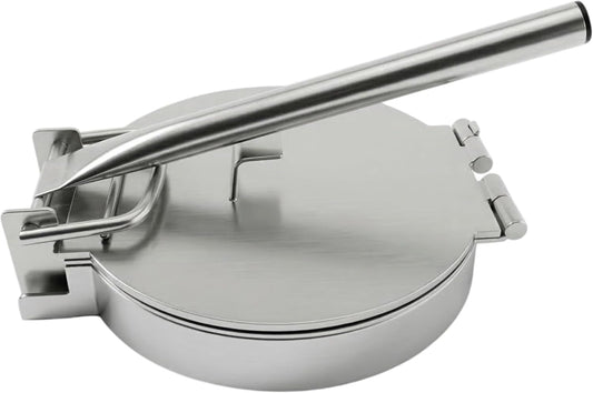 Alpha Living Large Stainless Steel Tortilla Press - Heavy Duty Round Tortilla Maker with Reinforced Handle Base - Manual Dough Press for Flour Tortillas, Naan, Empanadas, Flatbread, Pizza Dough