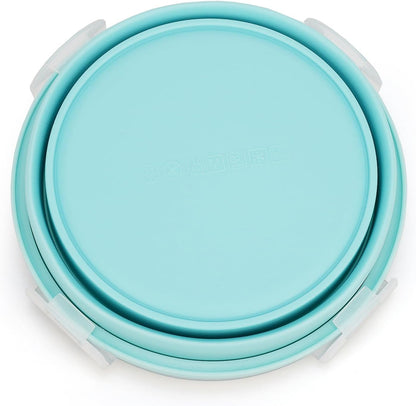 CARTINTS Silicone Collapsible Food Storage Containers-Prep/Storage Bowls with Lids - Set of 3 Square Silicone Lunch Containers - Microwave, Dishwasher and Freezer Safe (blue)