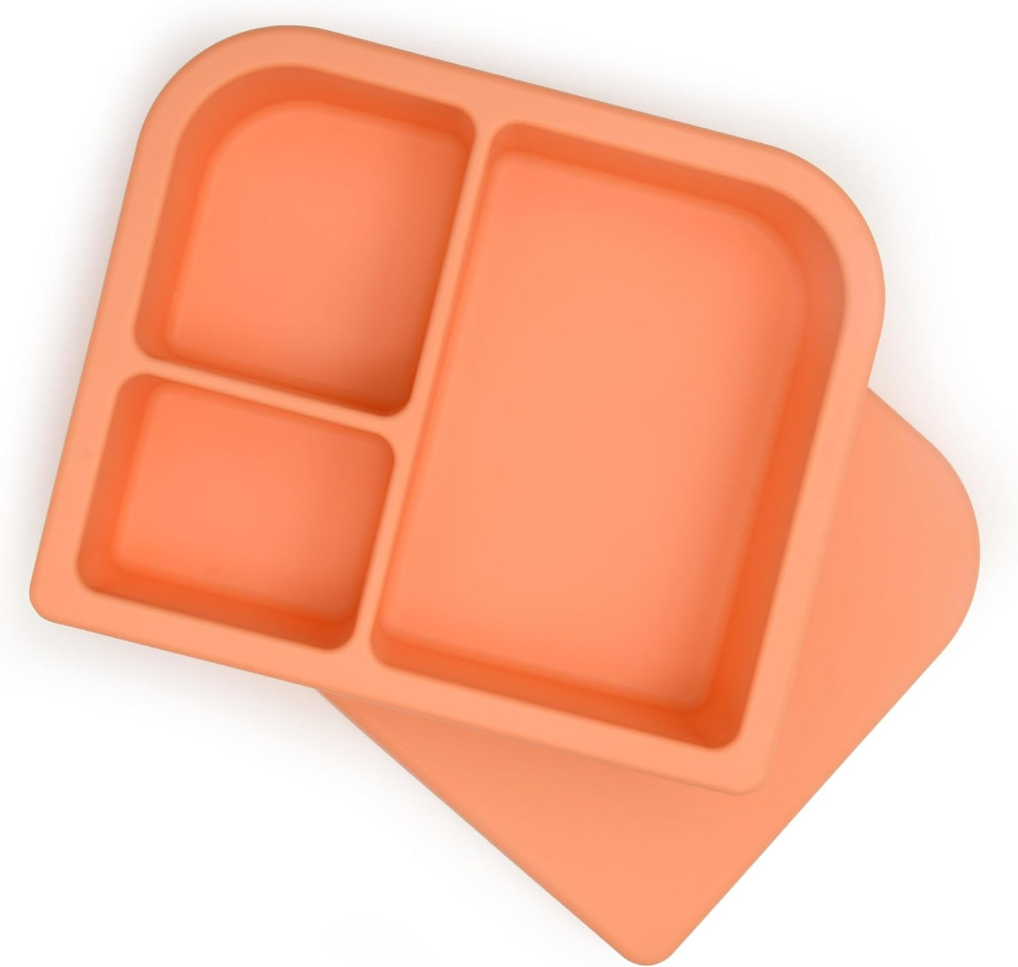 PrimaStella Unbreakable Silicone Lunch Box for Kids and Adults - Divided Leak Proof Bento Box (Slate Blue)