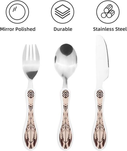 3-Piece Kids Silverware Set With Storage Case, Stainless Steel Reusable Children Safe Knife Spoon Fork Set Candy Children Flatware Set For Kids Lunch Box