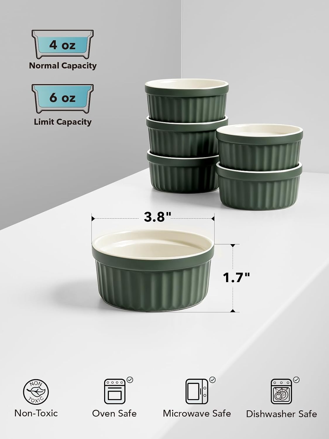 LE TAUCI Sauce Cups 2 OZ, Set of 6, White