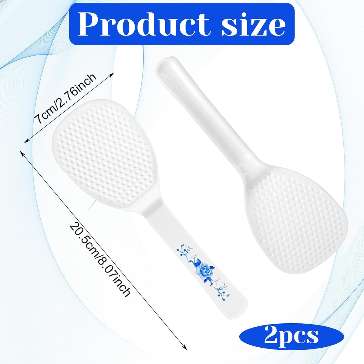 Mabor 2PCS Non Stick Rice Scooper, 8 Inch White Plastic Rice Paddle