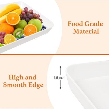greenandlife 4 pcs 16" x 11" Large Serving Trays for Party Supplies, Plastic Platters for Serving Food, Unbreakable Reusable Trays for Snack, Fruit, Cookies, Desserts in Kitchen, BPA Free, Black
