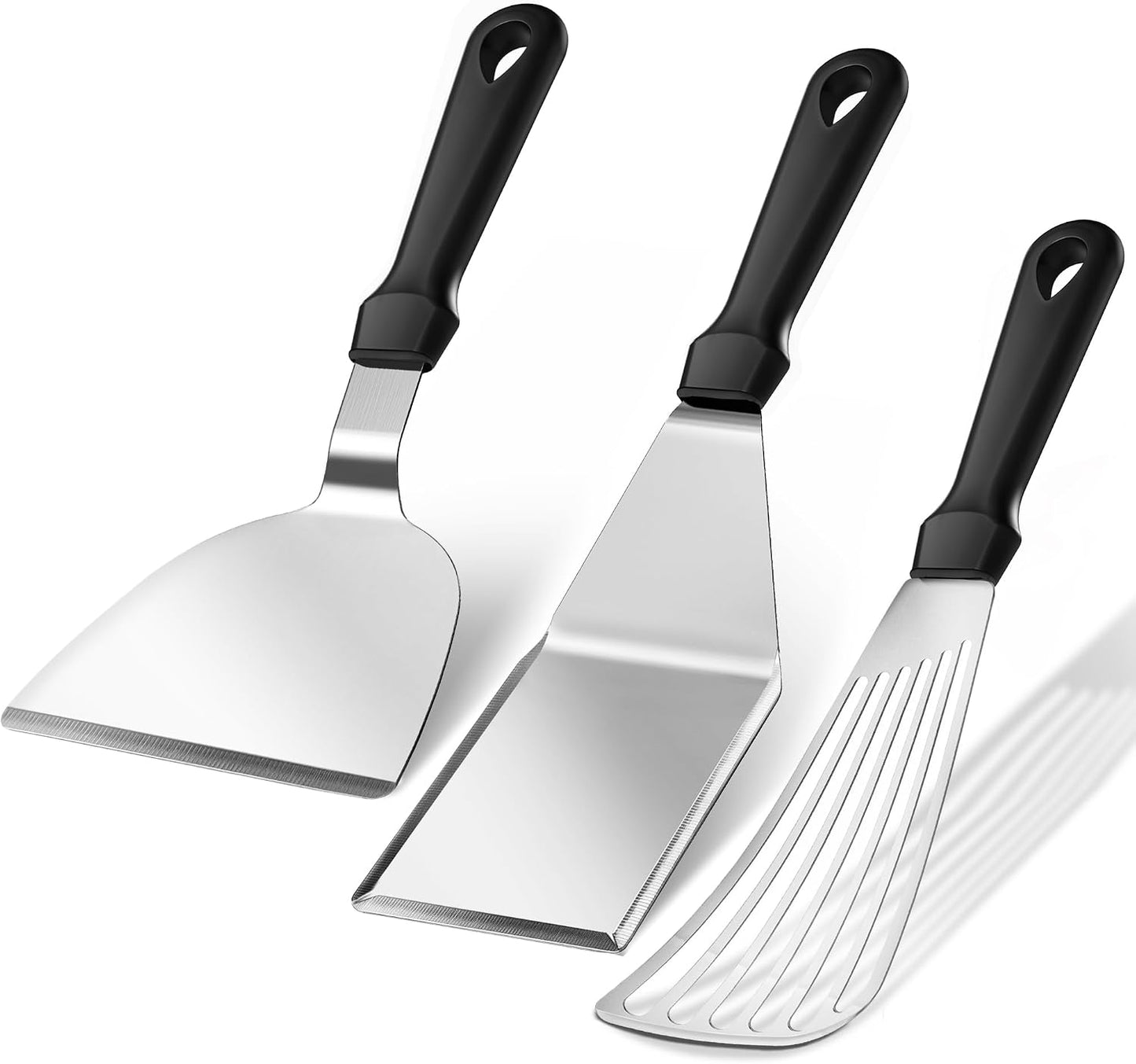Fish Spatula 18/8 Stainless Steel, Thin Long Flexible 12.5-in Metal Spatula Fish Turner Brushed Kitchen Utensil for Outdoor Grilling Daily Barbeque, Dishwasher Safe