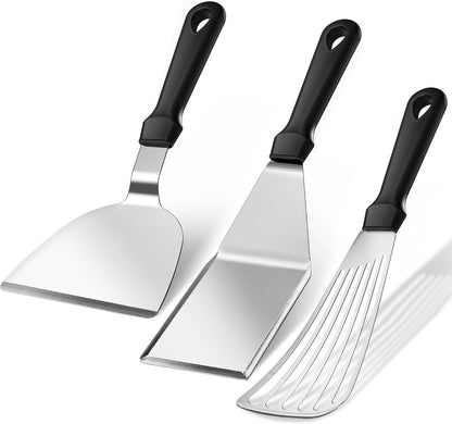 Fish Spatula 18/8 Stainless Steel, Thin Long Flexible 12.5-in Metal Spatula Fish Turner Brushed Kitchen Utensil for Outdoor Grilling Daily Barbeque, Dishwasher Safe