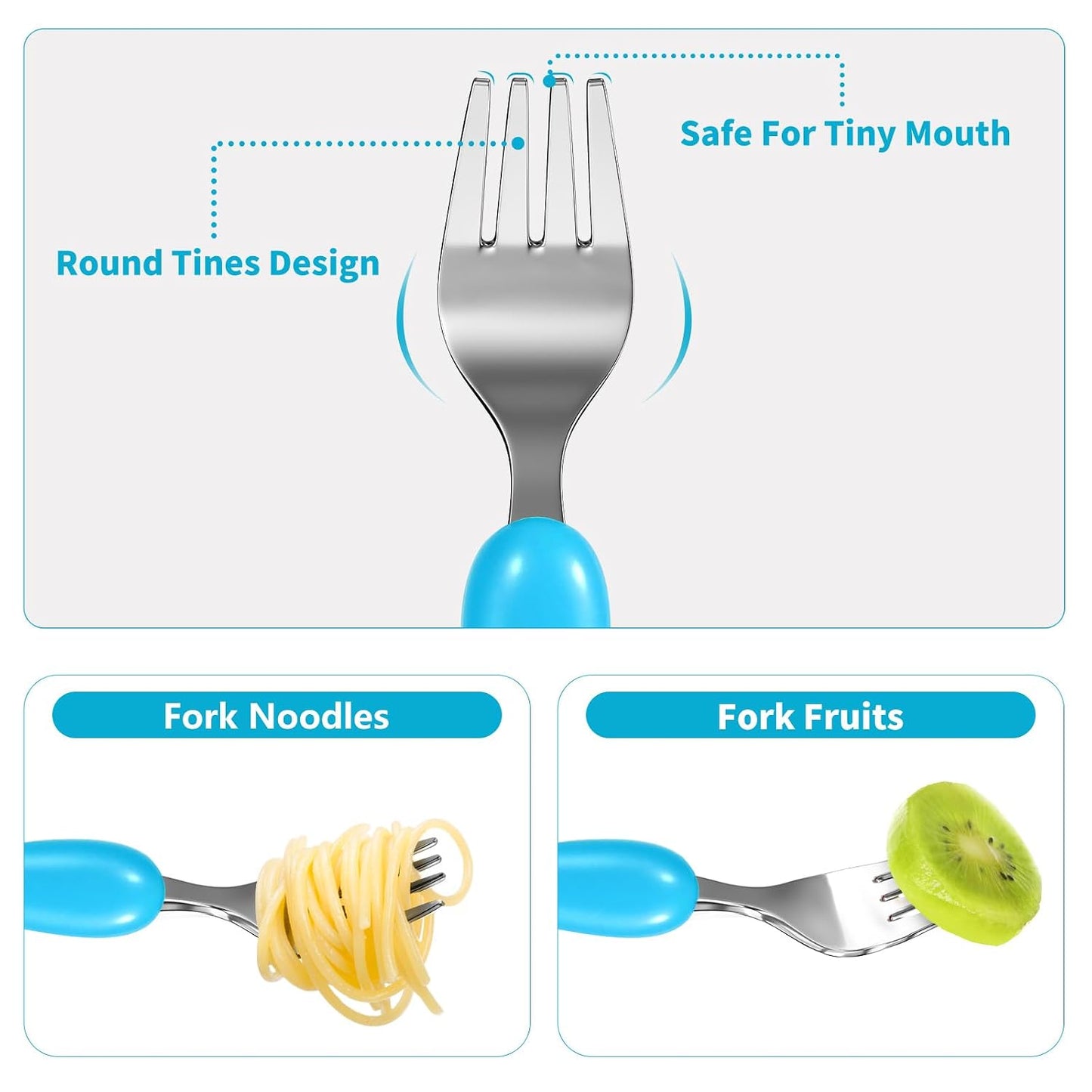 Lehoo Castle 6 Pieces Toddler Utensils, Kids Silverware for 2 3 4 Years Old, Stainless Steel Fork and Spoon Set with Plastic Handle, Safe Toddler Cutlery (Dinosaur)